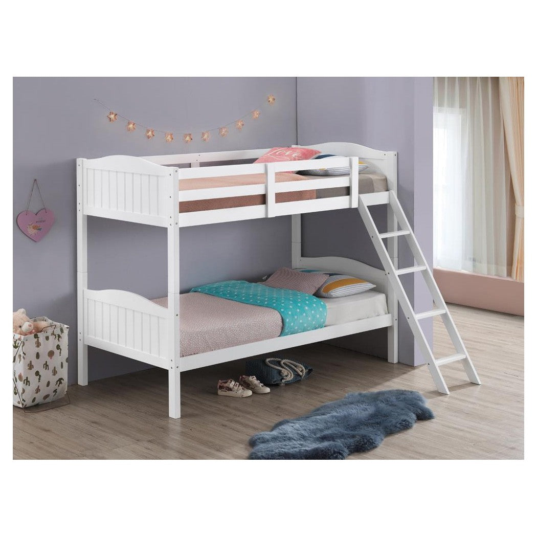 Arlo Twin/Twin Bunk Bed with Ladder White 405053WHT