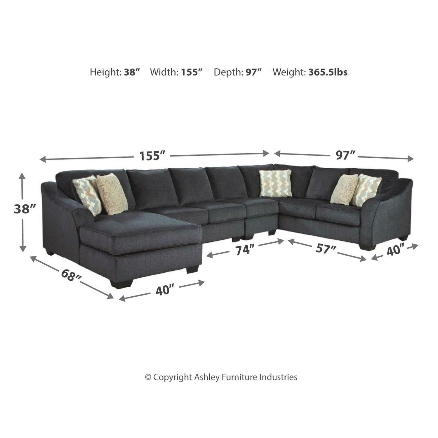 Eltmann 4-Piece Sectional with Chaise Ash-41303S7
