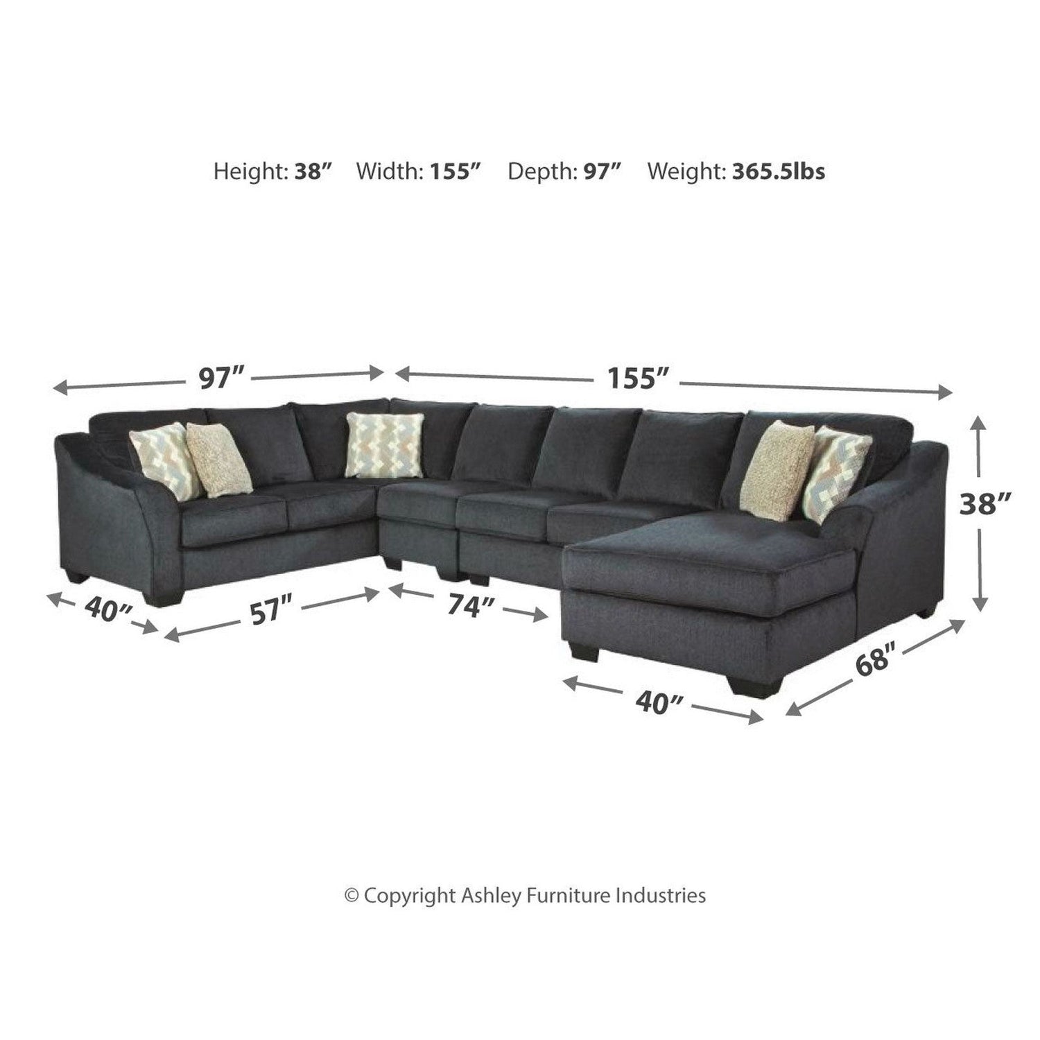 Eltmann 4-Piece Sectional with Chaise Ash-41303S8