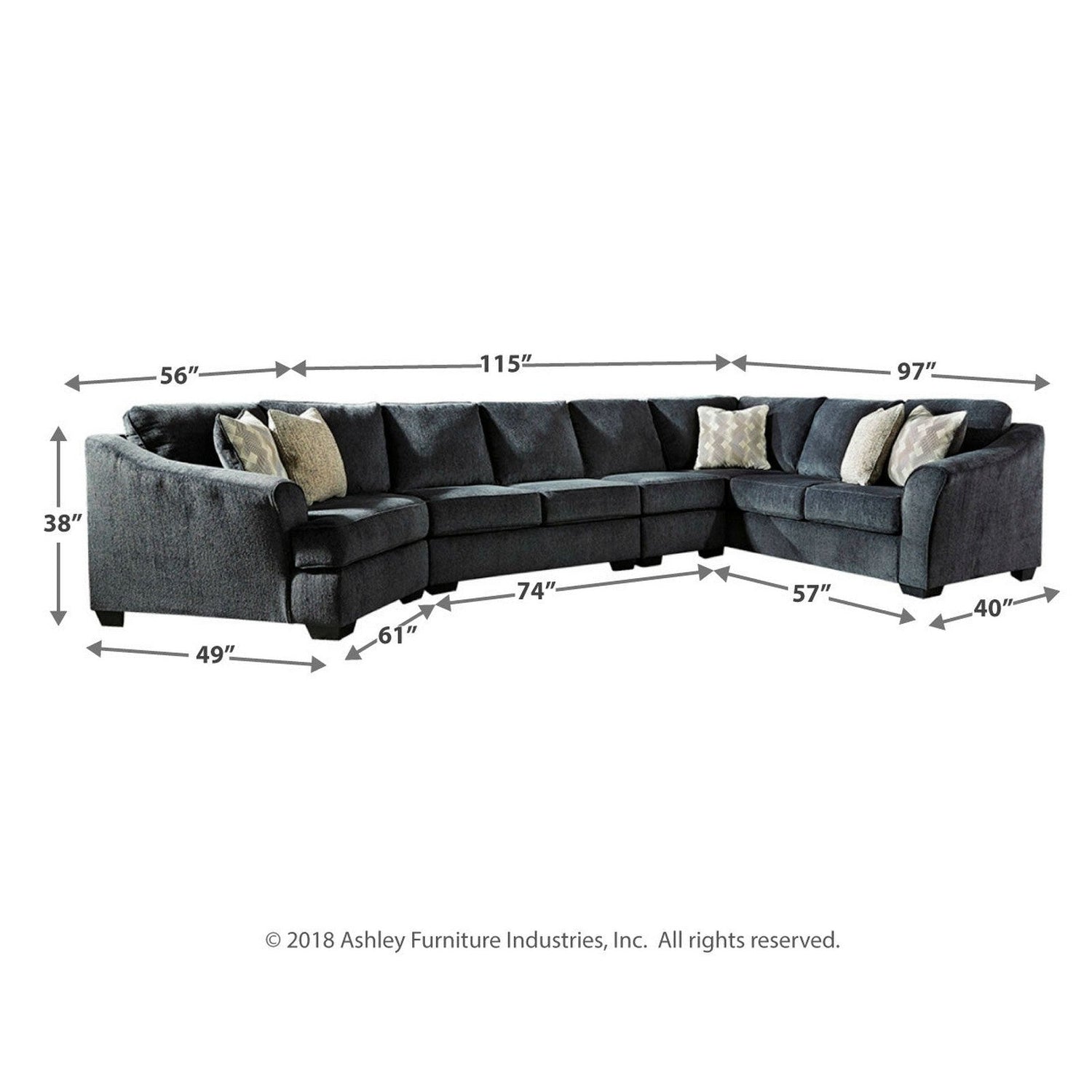 Eltmann 4-Piece Sectional with Cuddler Ash-41303S4