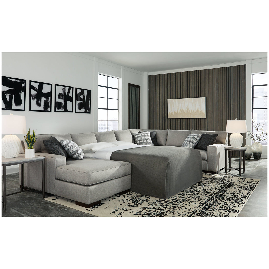 Marsing Nuvella 4-Piece Sleeper Sectional with Chaise Ash-41902S7