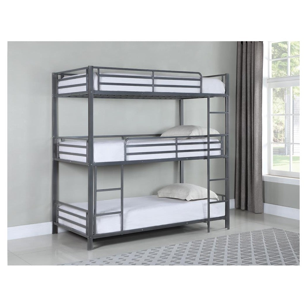 Maynard Metal Triple Twin Bunk Bed Gunmetal 422670