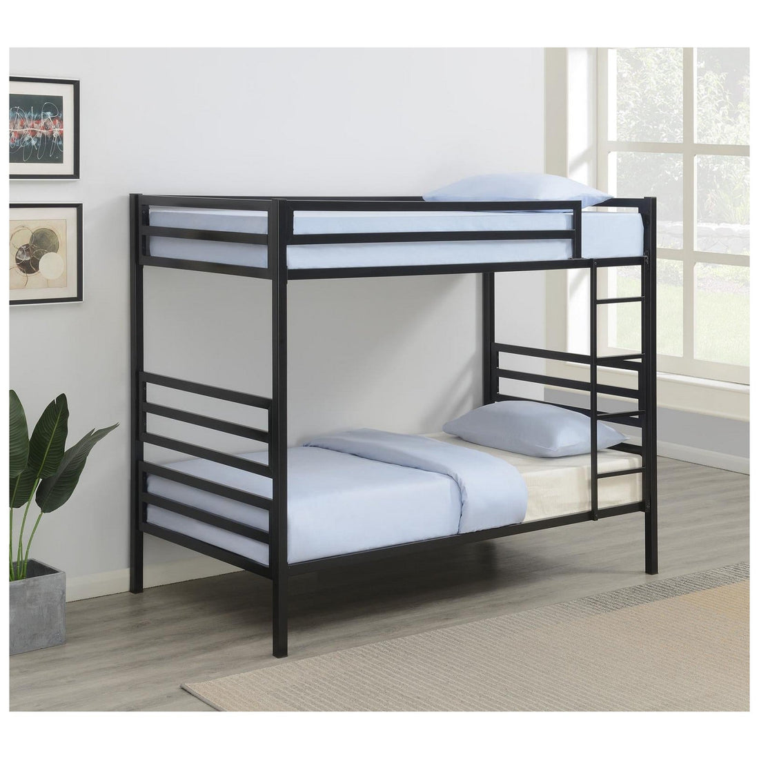 Kinsey Bunk Bed with Ladder Matte Black 422683