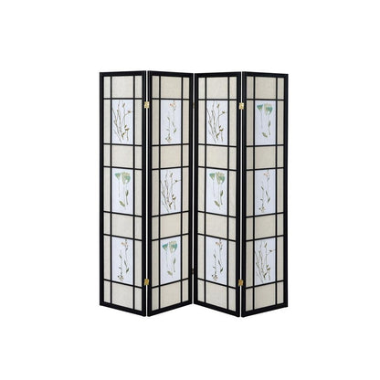 Catabella 4-panel Floral Print Folding Screen Multi-color 4407