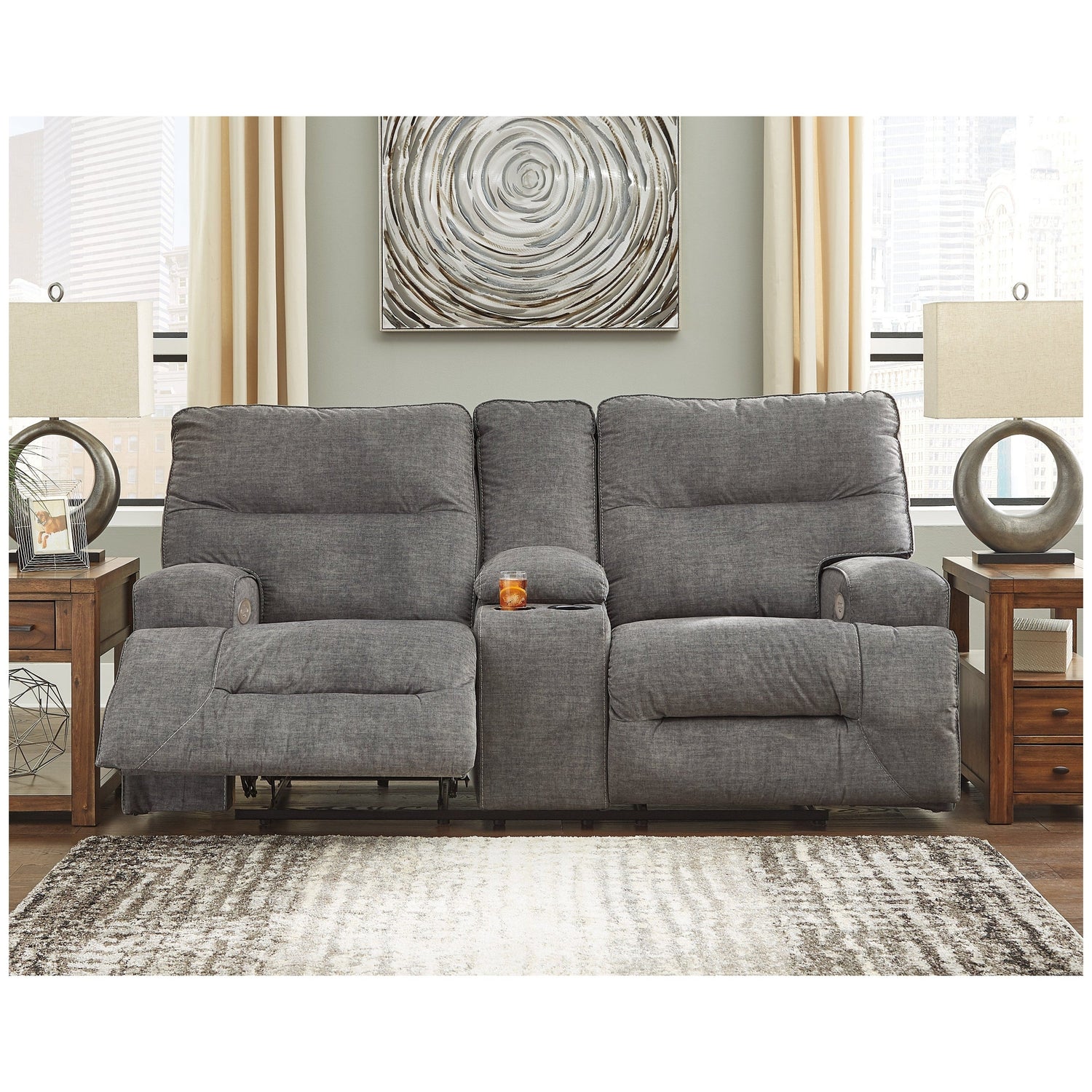 Signature Design by Ashley® Coombs Power Reclining Loveseat With Console