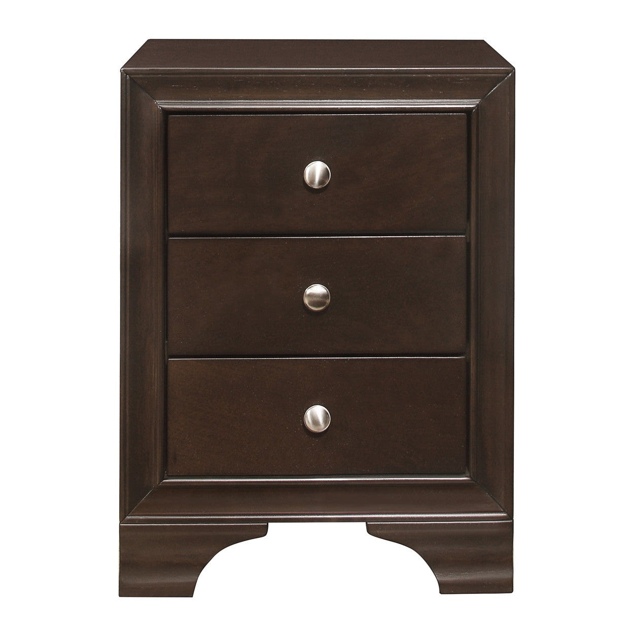 3-DRAWER NIGHT STAND, 2 USB PORTS, BROWN CHRY FIN 4598BCU