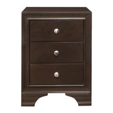 3-DRAWER NIGHT STAND, 2 USB PORTS, BROWN CHRY FIN 4598BCU