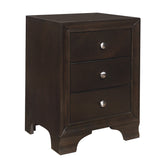 3-DRAWER NIGHT STAND, 2 USB PORTS, BROWN CHRY FIN 4598BCU