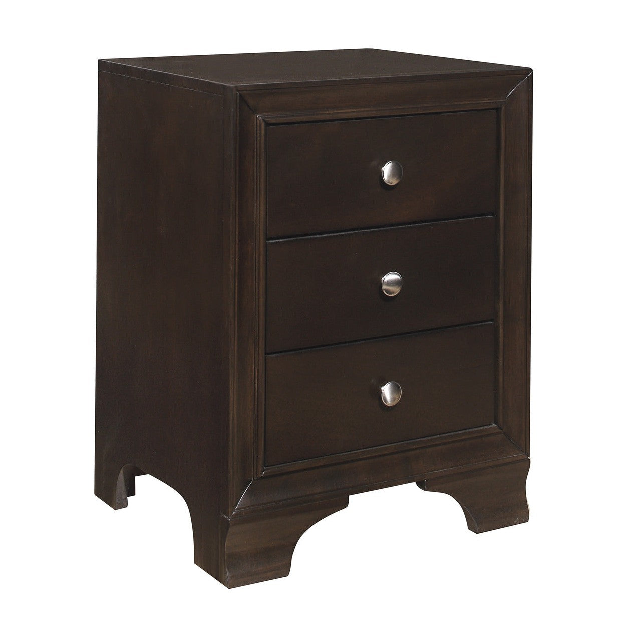 3-DRAWER NIGHT STAND, 2 USB PORTS, BROWN CHRY FIN 4598BCU