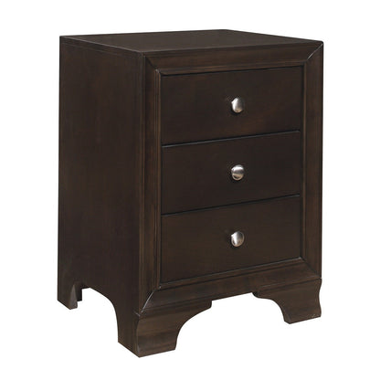 3-DRAWER NIGHT STAND, 2 USB PORTS, BROWN CHRY FIN 4598BCU