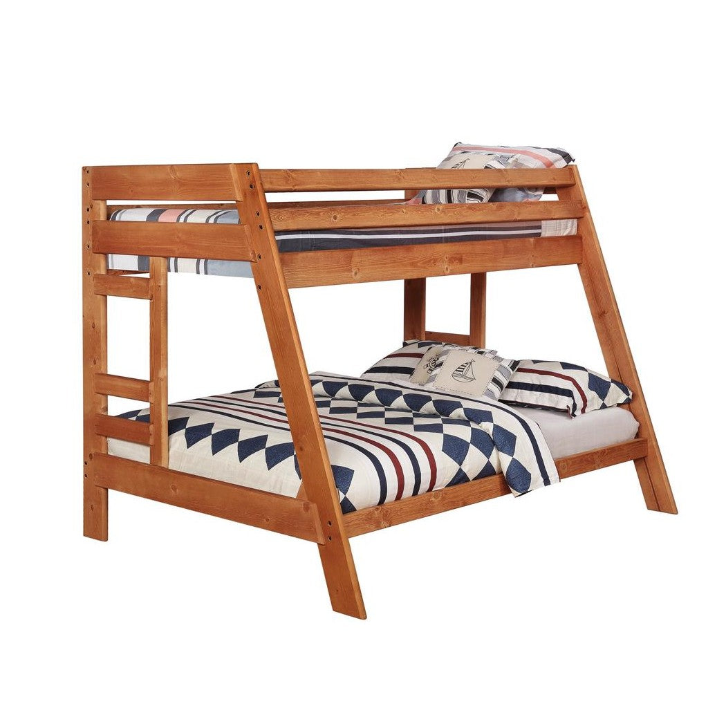 Wrangle Hill Twin over Full Bunk Bed with Built-in Ladder Amber Wash 460093