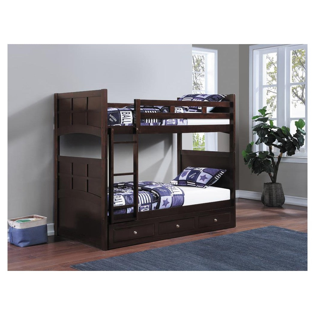 Jasper Twin over Twin Bunk Bed with Ladder Cappuccino 460136