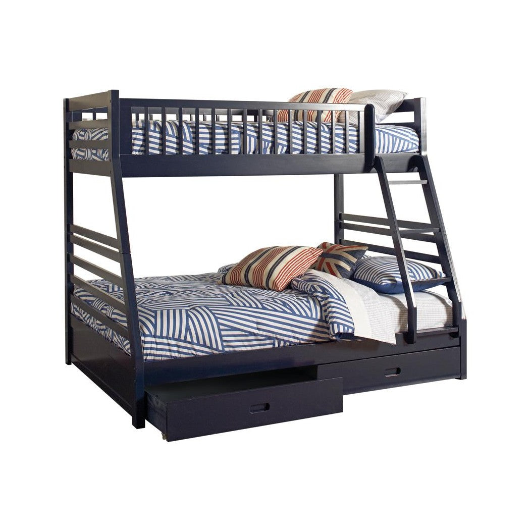 Ashton Twin over Full 2-drawer Bunk Bed Navy Blue 460181