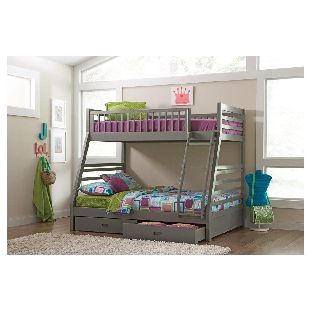 Ashton Twin over Full Bunk 2-drawer Bed Grey 460182
