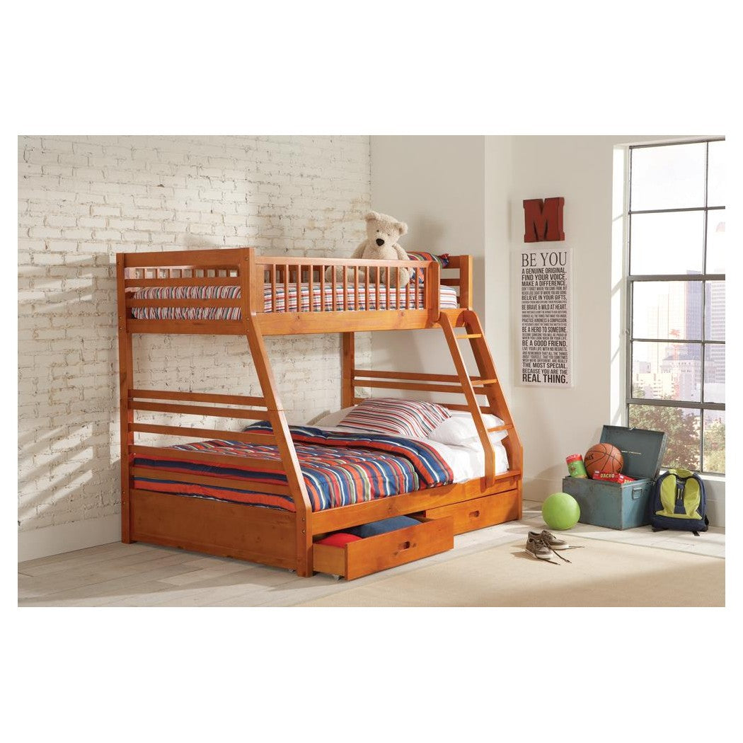 Ashton Twin over Full 2-drawer Bunk Bed Honey 460183