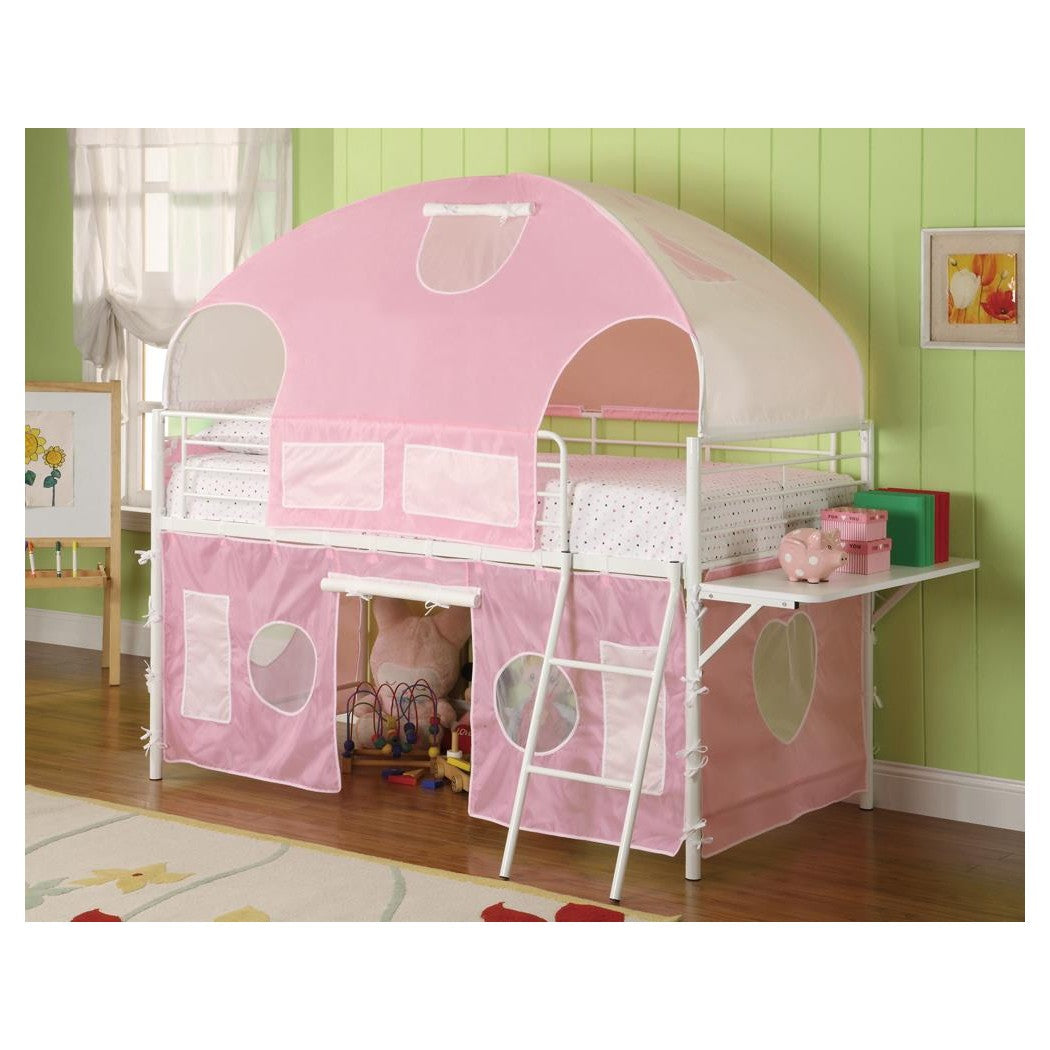 Sweetheart Tent Loft Bed Pink and White 460202