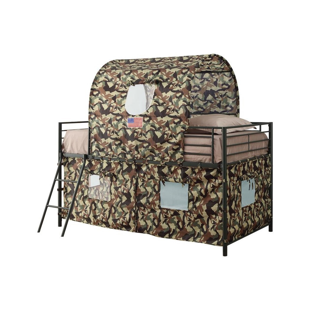 Camouflage Tent Loft Bed with Ladder Army Green 460331