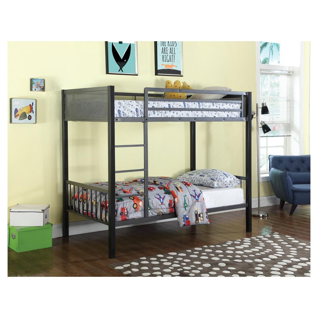 Meyers Twin over Twin Metal Bunk Bed Black and Gunmetal 460390