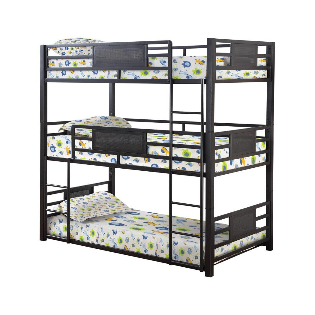 Rogen Full Triple Bunk Bed Dark Bronze 460394F