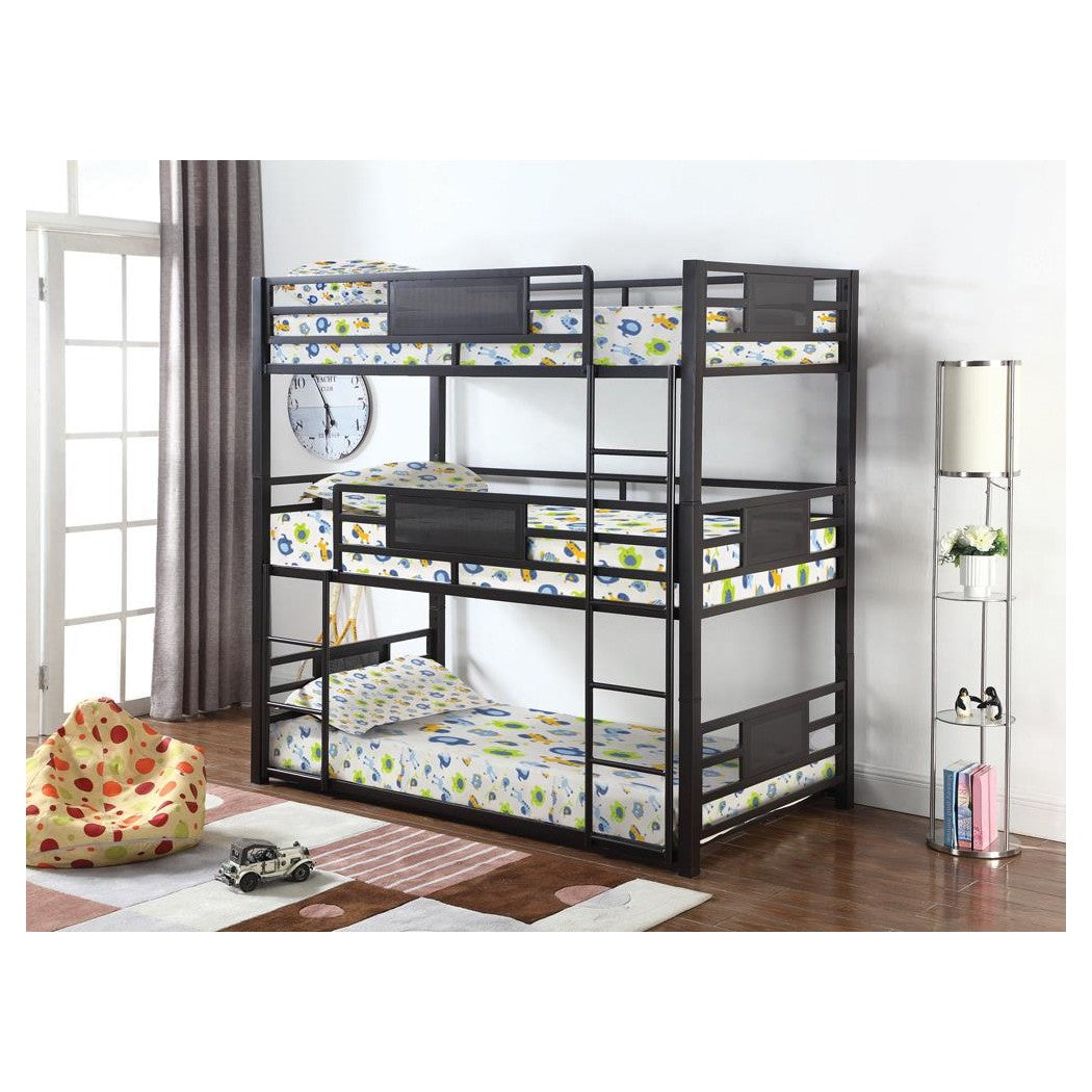 Rogen Full Triple Bunk Bed Dark Bronze 460394F