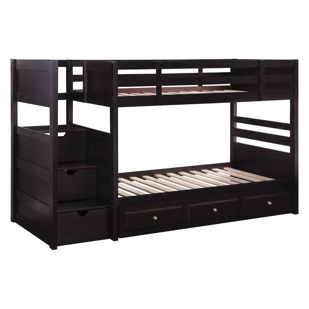 Elliott Twin over Twin Stairway Bunk Bed Cappuccino 460441