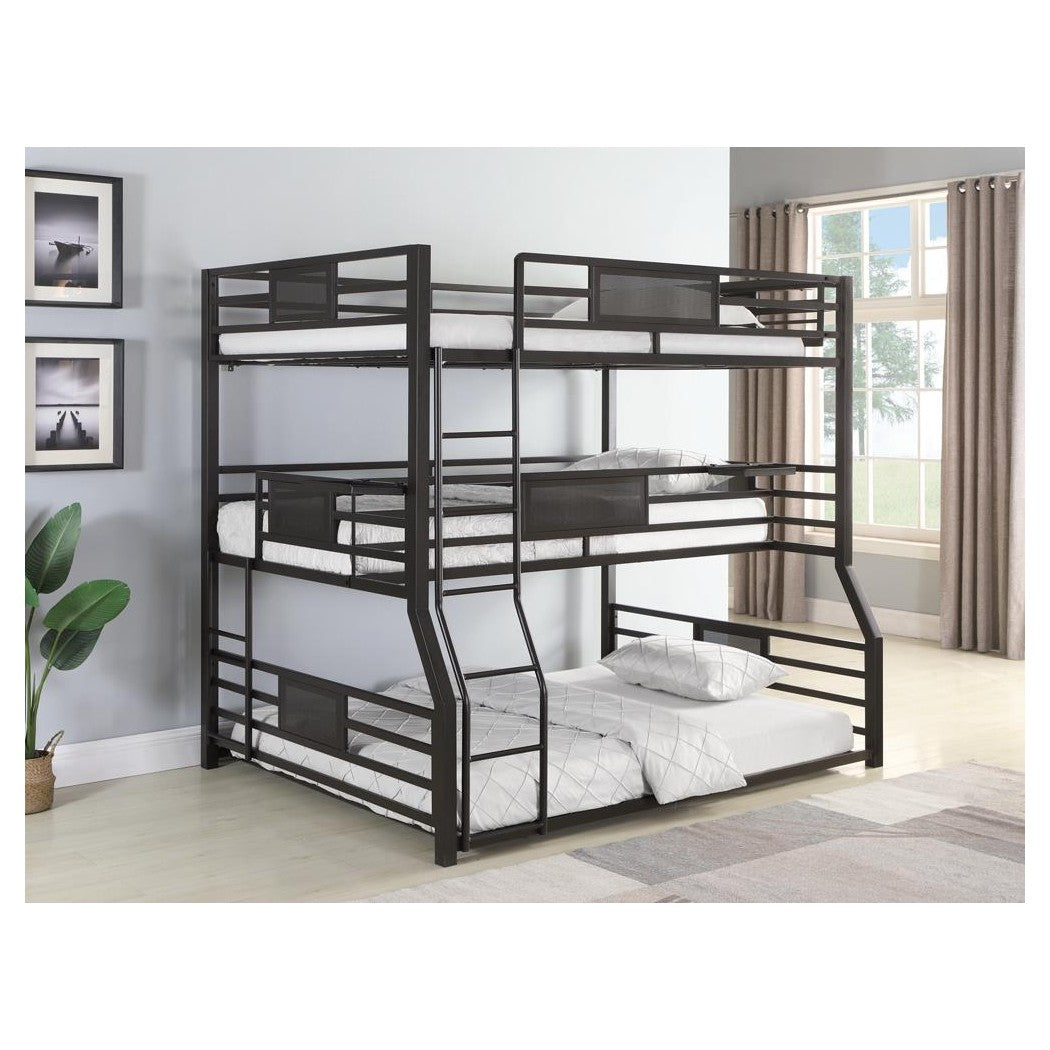 Rogen Fill/Twin Xl/Queen Triple Bunk Bed Dark Bronze 460561