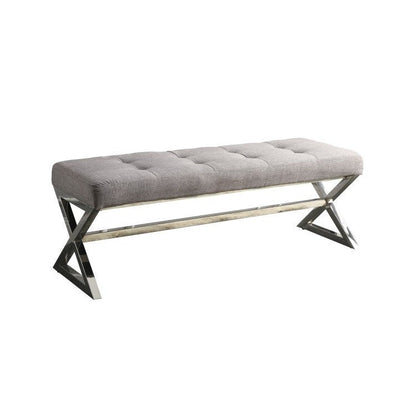 BENCH, X-METAL BASE, GREY LINEN 4605GY