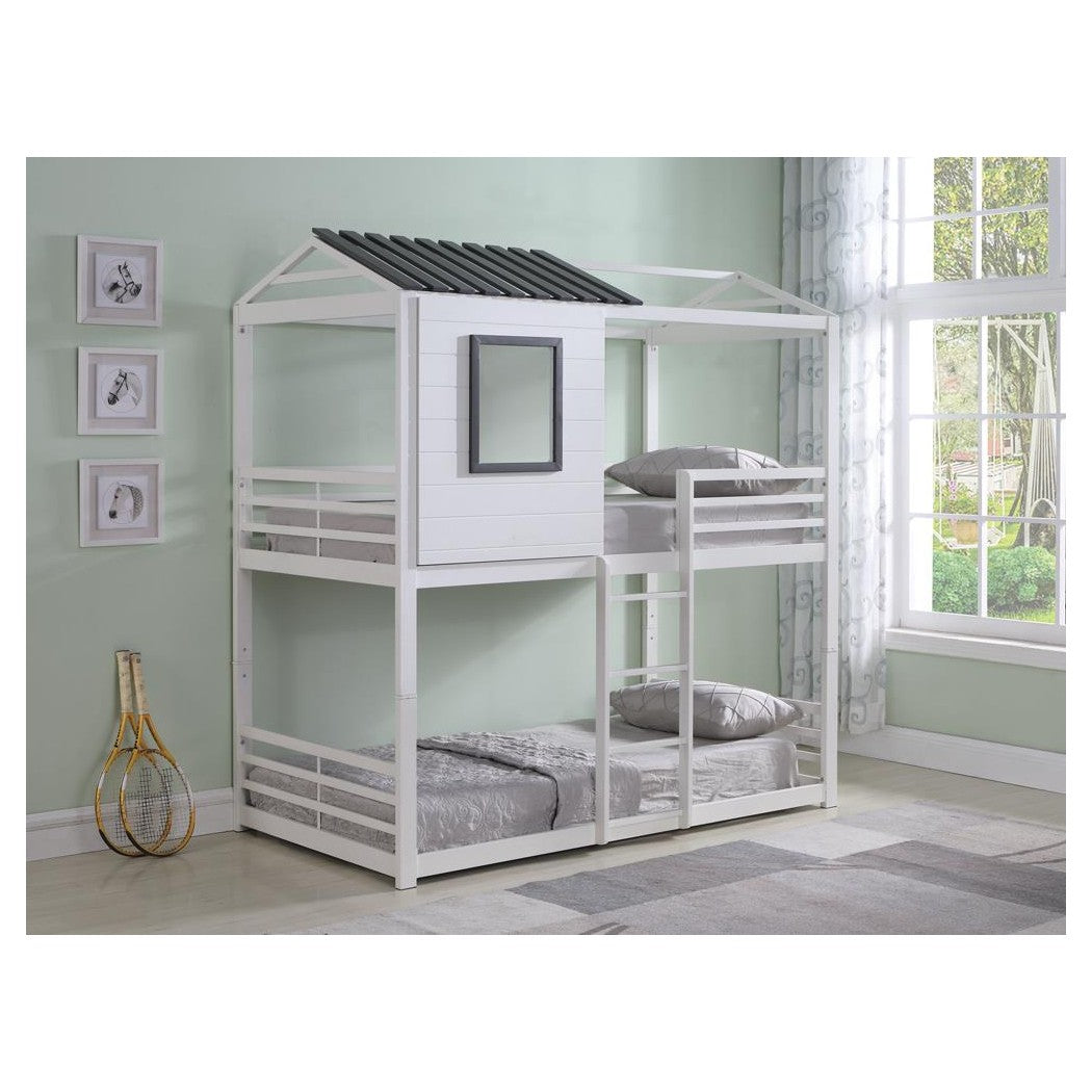 Belton House-themed Twin over Twin Bunk Bed White 461161