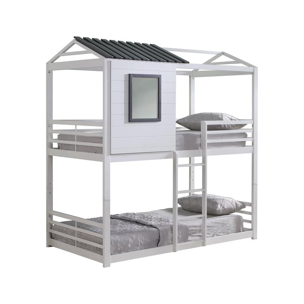Belton House-themed Twin over Twin Bunk Bed White 461161