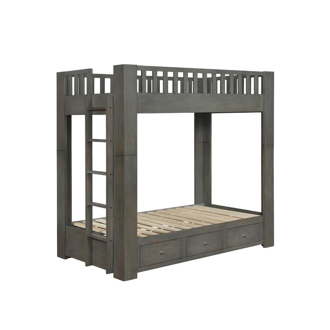 Wenco Twin/Twin Bunk Bed with 3-drawer Storage Antique Grey 461308
