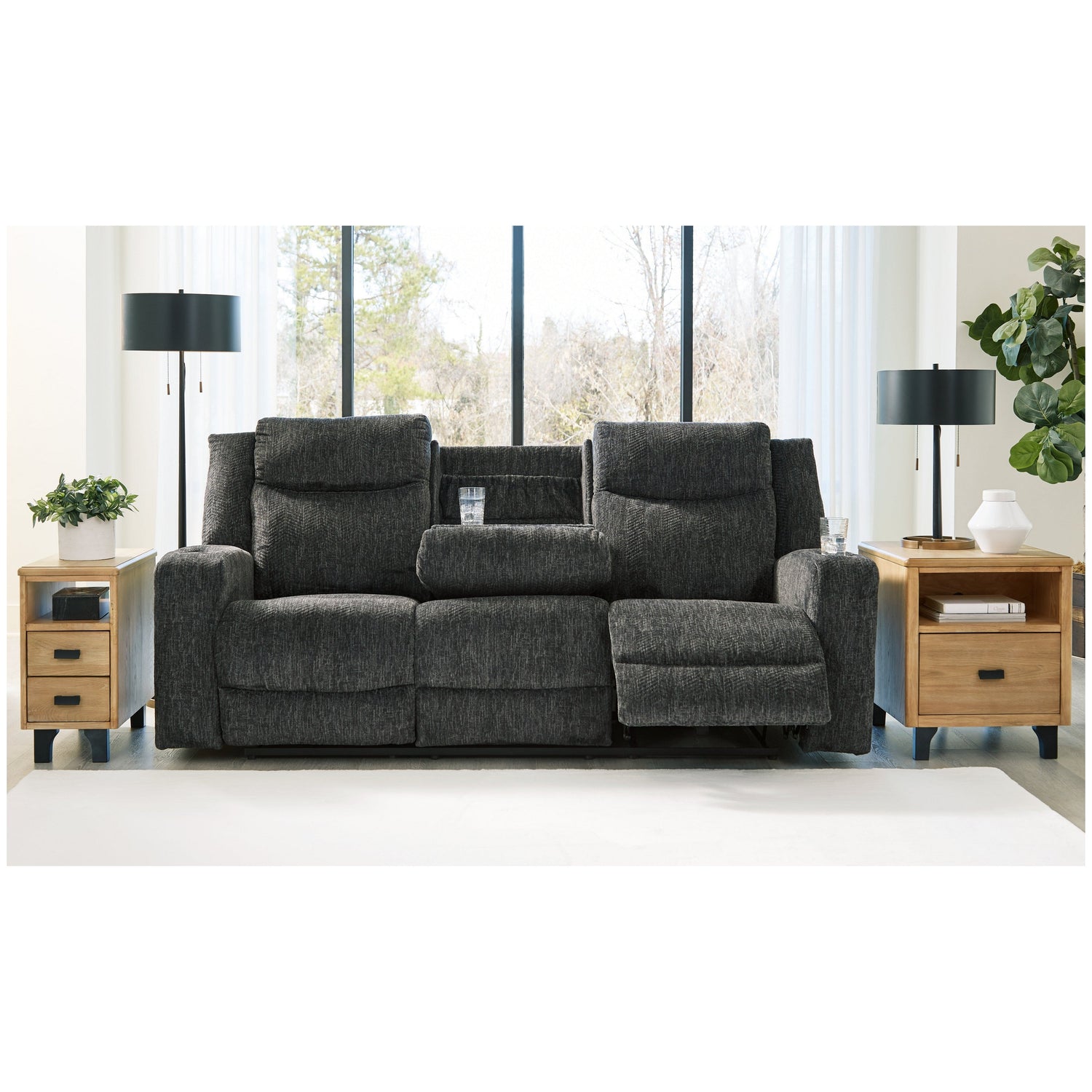 Martinglenn Power Reclining Sofa with Drop Down Table Ash-4650499