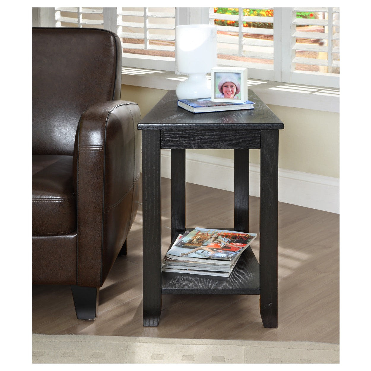 CHAIRSIDE TABLE, WEDGE, BLACK 4728BK
