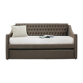 (2) DAYBED W/ TRUNDLE, BROWN FABRIC 4966BR*