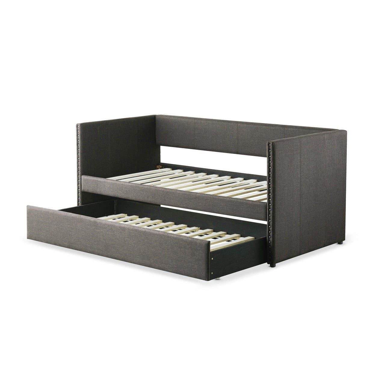 (2) DAYBED W/ NAIL HEAD, GREY FABRIC 4969GY*