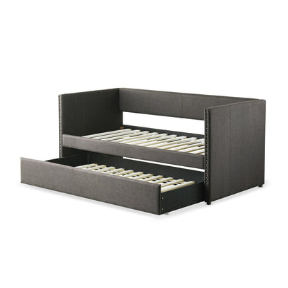 (2) DAYBED W/ NAIL HEAD, GREY FABRIC 4969GY*