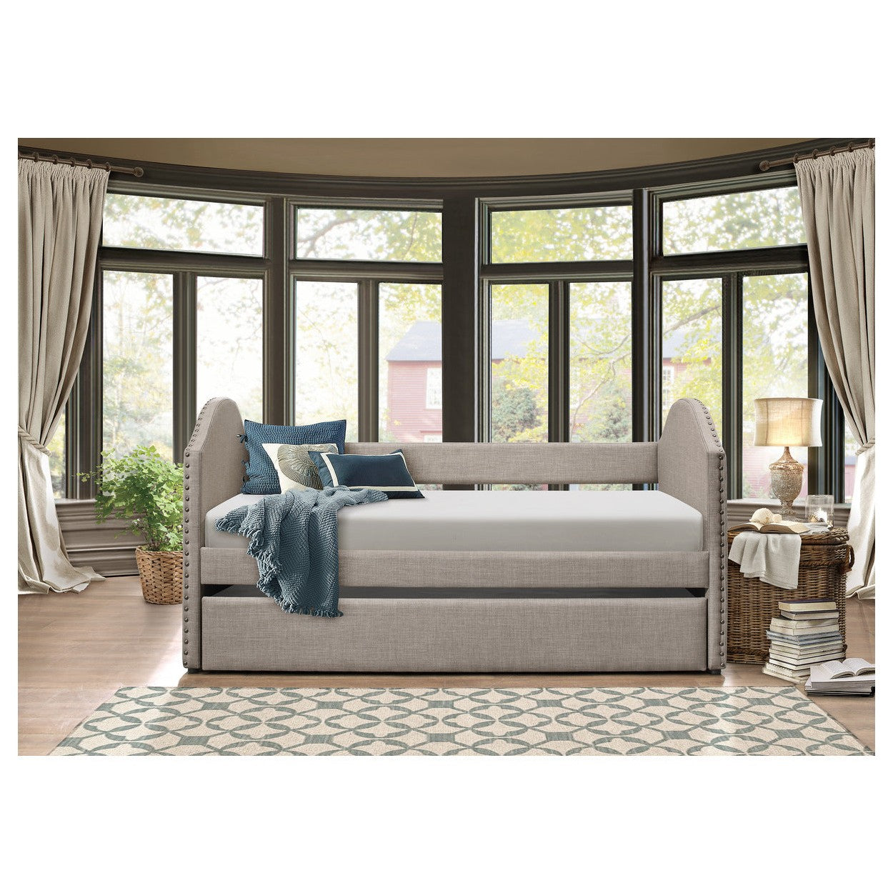 (2) DAYBED, GRAY 100% POLYESTER, NAILHEADS 4972*