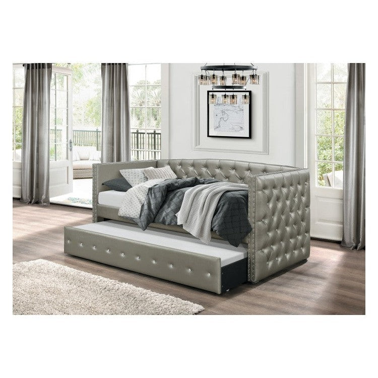 (2) DAYBED W/TRUNDLE, GRAY SILVER 4974*