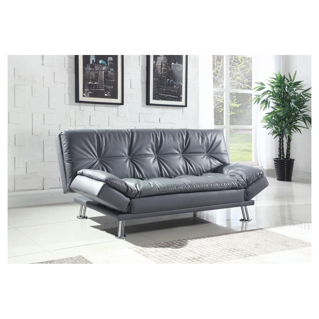 Sofá cama tapizado con respaldo capitoné Dilleston Gris – Beck's Furniture