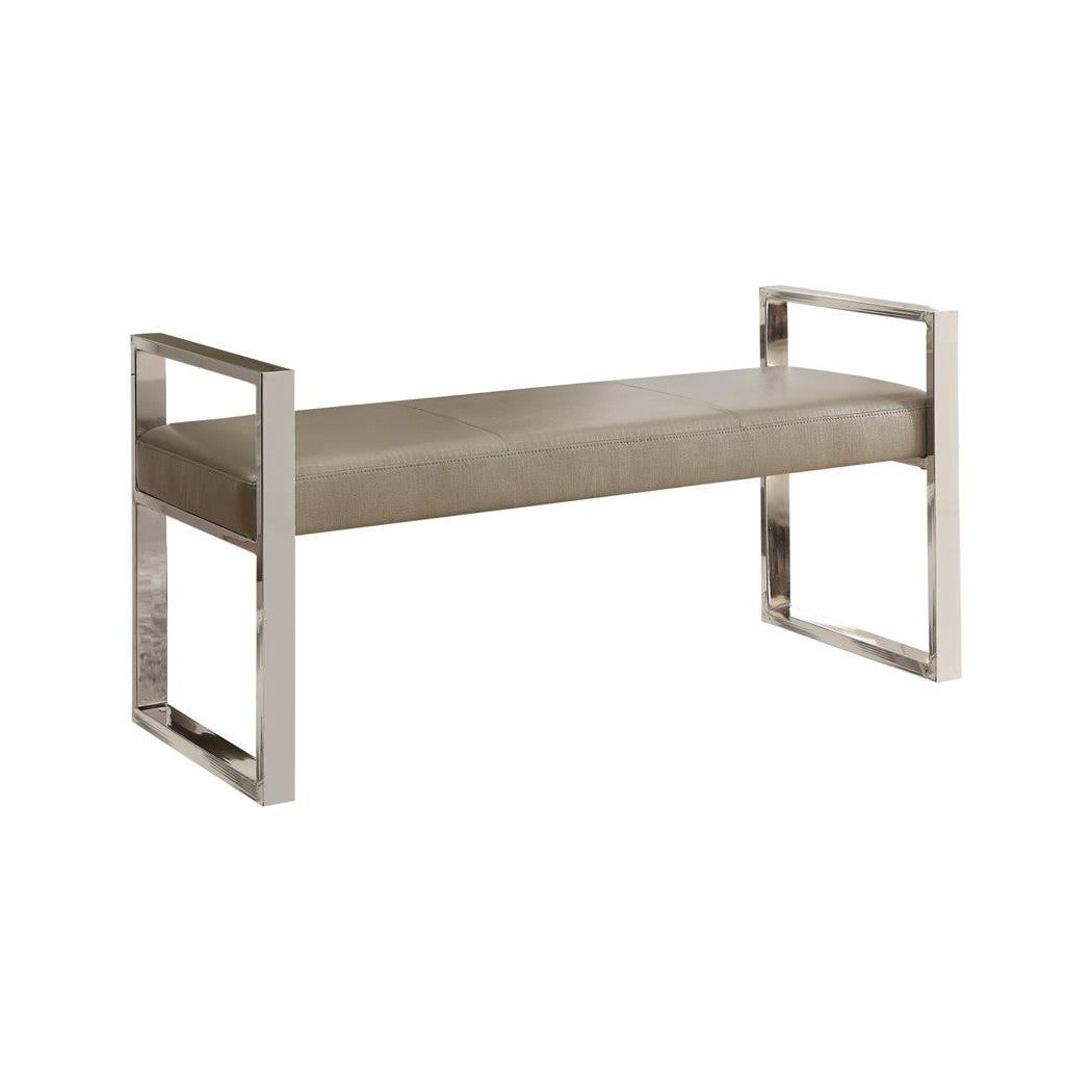 Joshua Upholstered Bench Champagne and Chrome 500434