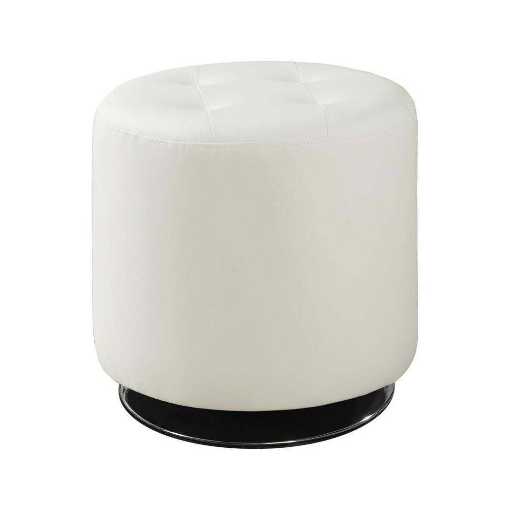 Bowman Round Upholstered Ottoman White 500554