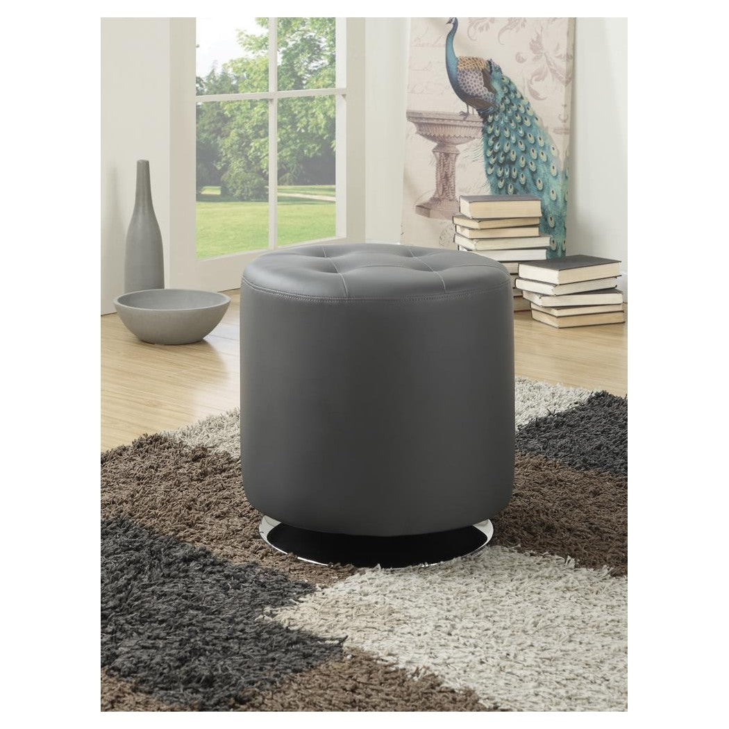 Bowman Round Upholstered Ottoman Grey 500555