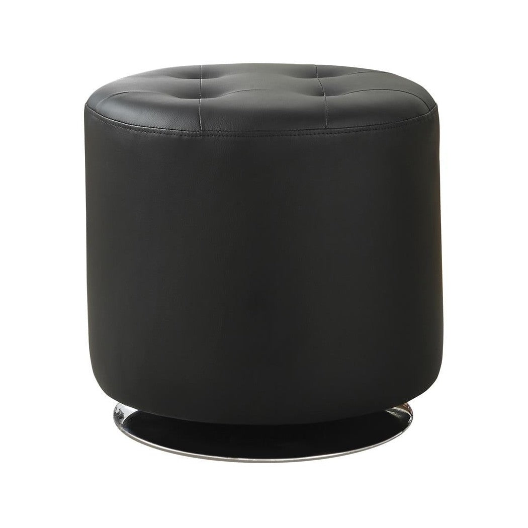 Bowman Round Upholstered Ottoman Black 500556