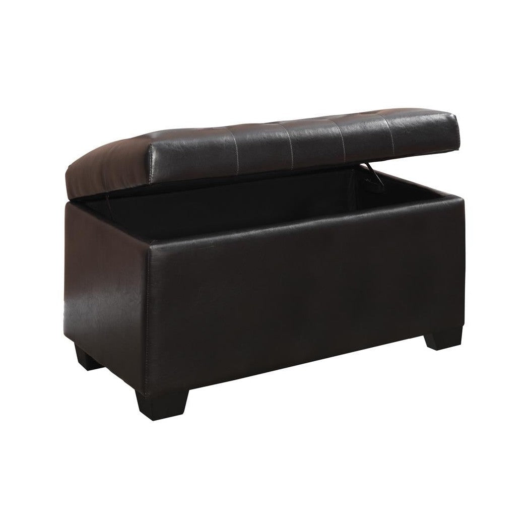 Button-Tufted Storage Ottoman Dark Brown 500948
