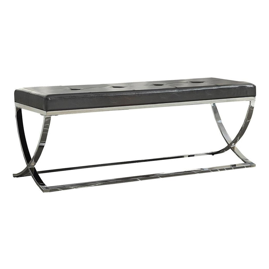 Walton Rectangle Upholstered Tufted Bench Black 501156
