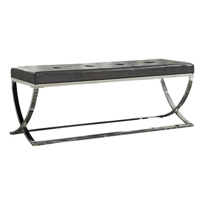 Walton Rectangle Upholstered Tufted Bench Black 501156