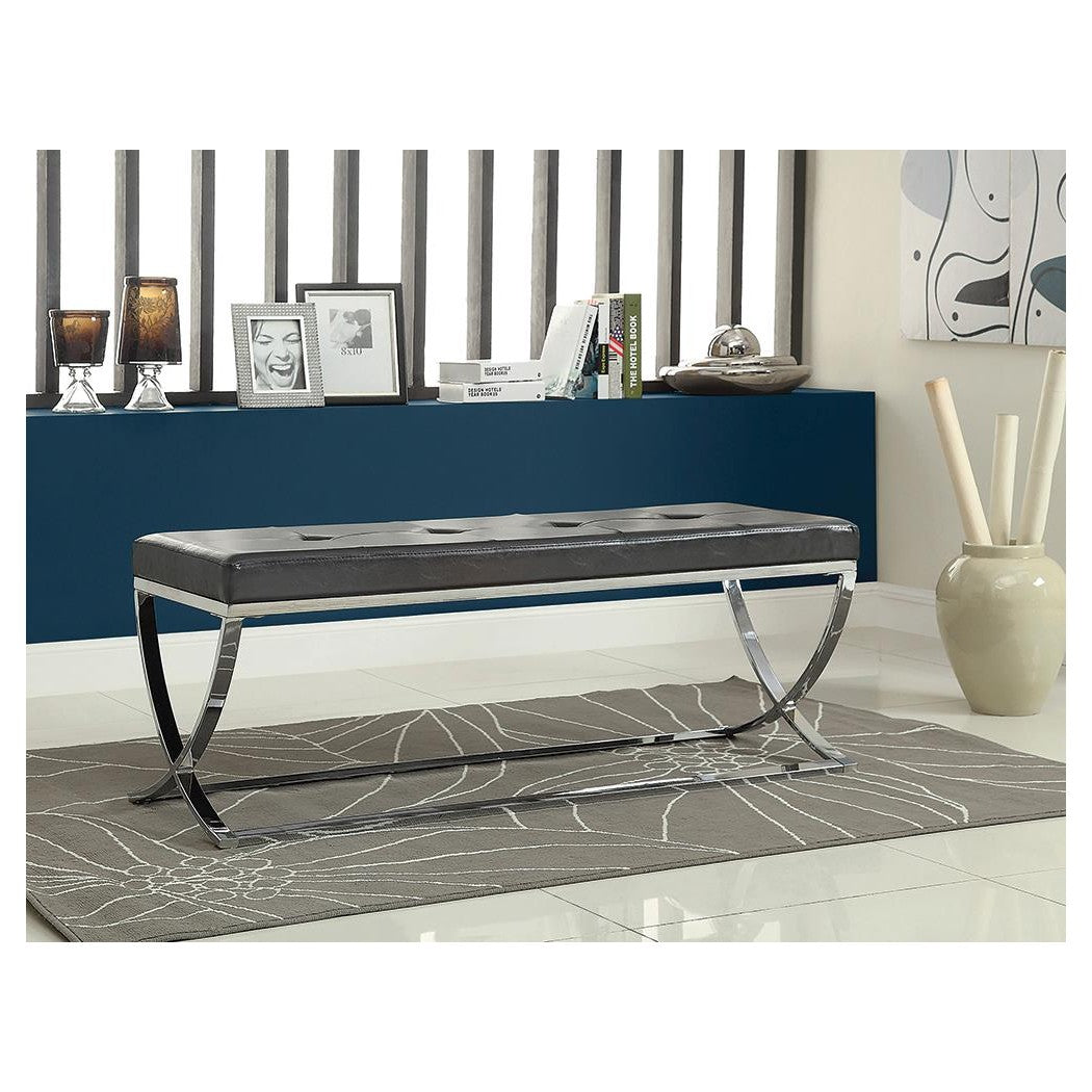 Walton Rectangle Upholstered Tufted Bench Black 501156