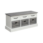 Alma 3-drawer Storage Bench White and Weathered Grey 501196