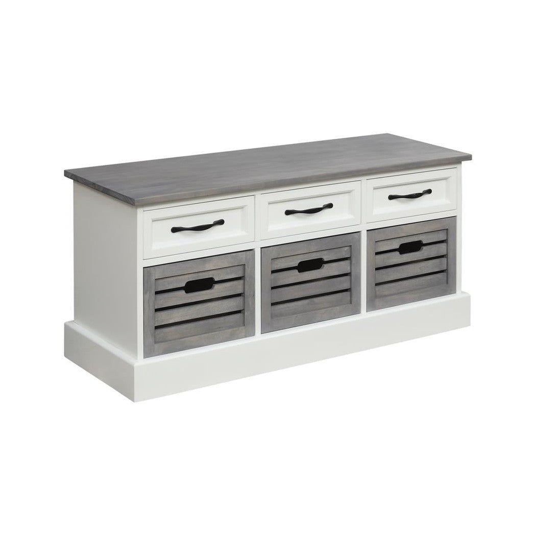 Alma 3-drawer Storage Bench White and Weathered Grey 501196
