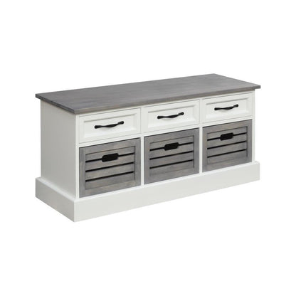 Alma 3-drawer Storage Bench White and Weathered Grey 501196