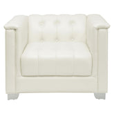 Chaviano Upholstered Tufted Living Room Set Pearl White 505391-S3